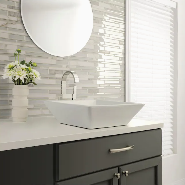 DELFINO GLASS LINEAR MOSAIC SIMPLY WHITE TILE 