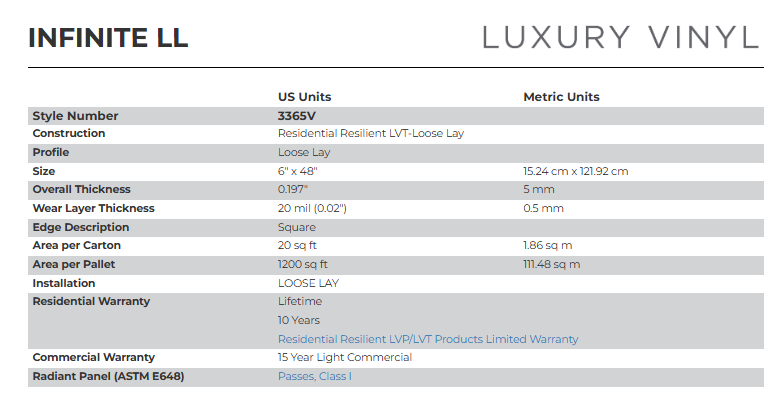 INFINITE LOOSE LAY 6X48 BOHEME BROWN SHAW VINYL PLANK 