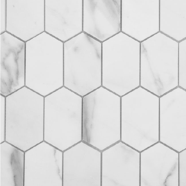 MONTRELLE MOSAIC 2X5 STATUARIO BLANC SATIN TILE 