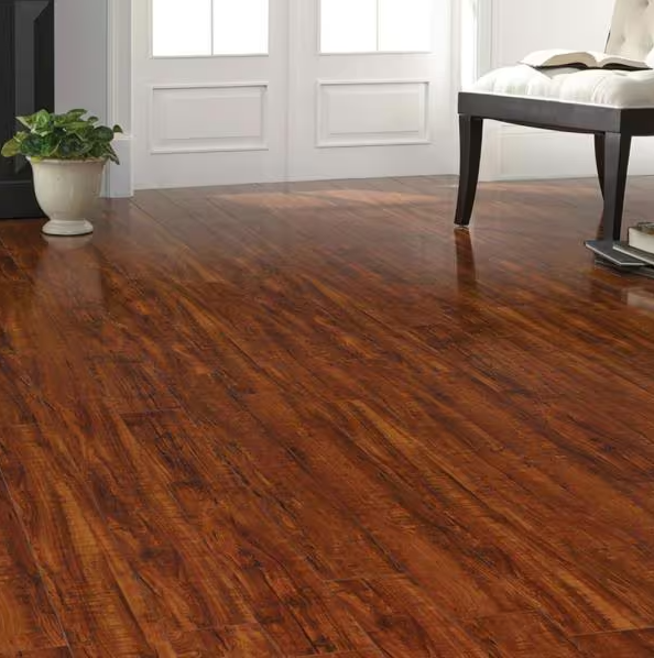 TRAFFICMASTER PERRY HICKORY HIGH GLOSS LAMINATE 