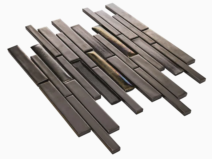 UNION VIEW LINEAR MOSAIC CHARCOAL BLACK TILE 