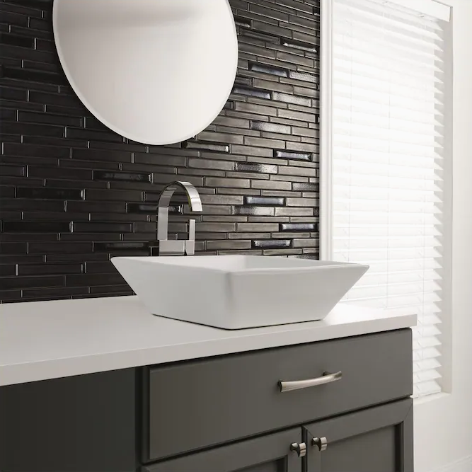 UNION VIEW LINEAR MOSAIC CHARCOAL BLACK TILE 